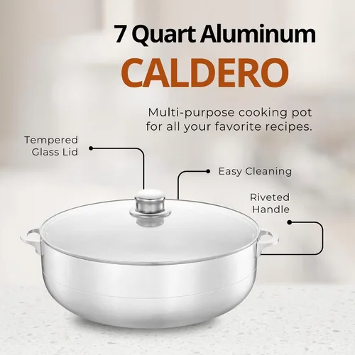 Miniatura 3 de Alpine Cuisine - Olla de aluminio antiadherente de 7 cuartos de galón con tapa de vidrio y mango remachado Utensilios de cocina versátiles