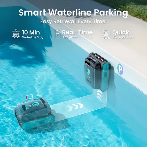 Miniatura 6 de AIPER Scuba V3 AI Vision - Limpiador robótico inalámbrico para piscinas, incluye base de carga inalámbrica, estacionamiento inteligente de línea