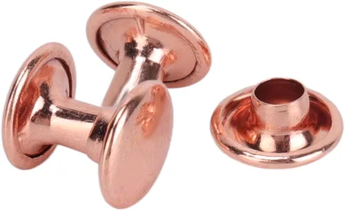 Miniatura 8 de 300 juegos de remaches de cuero, remaches de doble tapa de oro rosa, botón de metal redondo, tachuelas tubulares de metal, remaches para bolsos