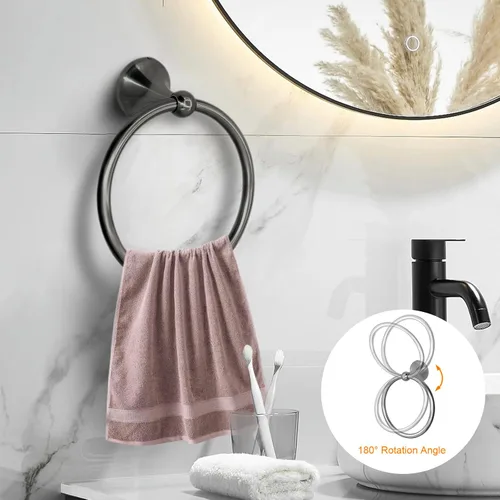 Miniatura 5 de Juego de 8 piezas de accesorios de baño de níquel cepillado, ajustables, expandibles, toalleros, anillo, soporte para papel higiénico, ganchos