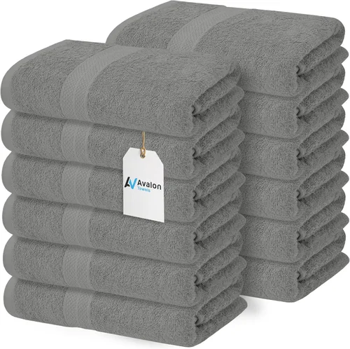 Miniatura 13 de Avalon Towels Toallas de baño para baño, 100% algodón, color negro, paquete de 6 (22 x 44 pulgadas), juego de toallas de baño de secado rápido