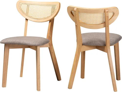Miniatura 10 de Baxton Studio Dannell Mid-Century - Juego de sillas de comedor de 2 piezas de tela gris y madera con acabado marrón nogal Gris/marrón nogal/marrón