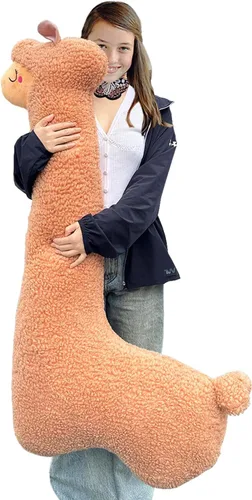 Almohada de felpa de llama, almohada de cuerpo largo de felpa de alpaca de 51 pulgadas, animal de peluche de alpaca, regalo de Navidad y cumpleaños