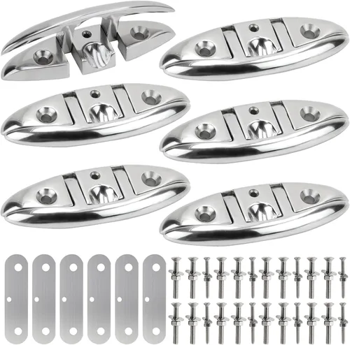 Miniatura 13 de Tacos de Barco Laorde 5" 6 pulgadas de Acero Inoxidable 316 Tacos Plegables de Grado Marino Taco de Cuerda Abatible Taco de Muelle para Barco, Kayak