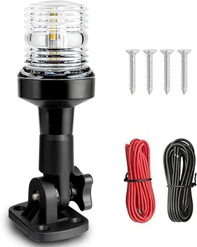 Miniatura 8 de Young Marine Luz de anclaje de barco de 3 millas náuticas LED blanca plegable para pontón y barco de pesca, 360°, LED blanco de 12-24 V