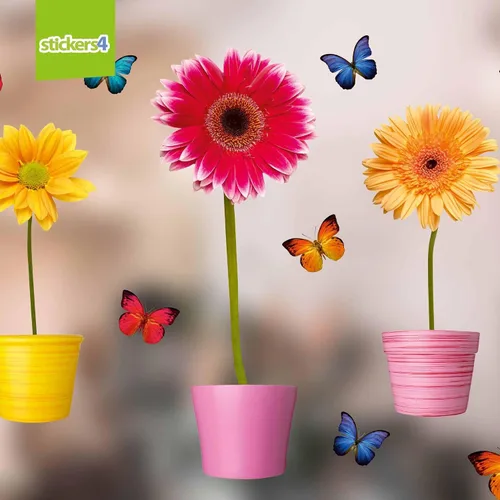Miniatura 6 de 10 adhesivos de resorte para ventanas de vidrio con 20 calcomanías de mariposa para ventana, calcomanías de flores grandes, calcomanías de primavera