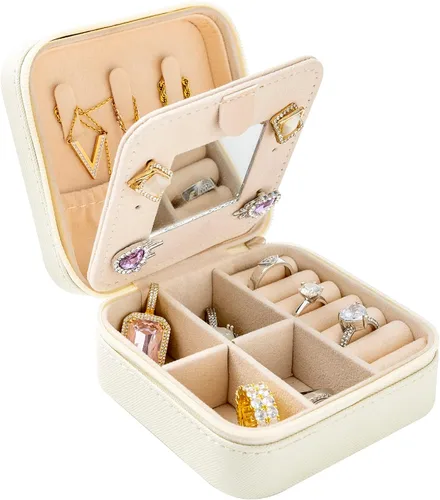 Miniatura 27 de KElofoN Estuche de viaje para joyas Caja de viaje para joyas Organizador de joyas de viaje Pequeño estuche organizador de joyas para niñas y mujeres
