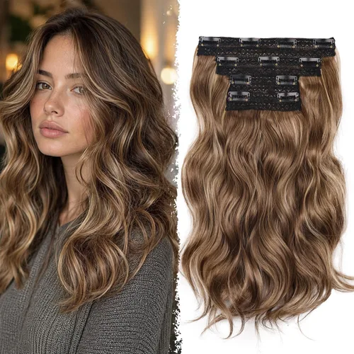 Miniatura 13 de Extensiones de cabello con clip, extensiones de cabello sintético ondulado de 14 pulgadas con clip (color: 22H10#)