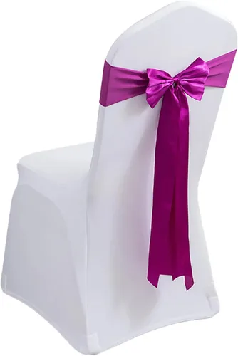 Miniatura 15 de Paquete de 100 bandas de elastano para silla, lazos de satén de color azul para bodas, eventos, banquetes, hoteles, hogar y cocina, 100