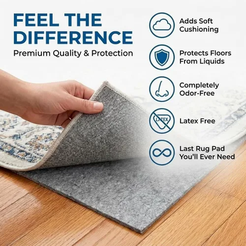 Miniatura 4 de Almohadilla impermeable para alfombra, 2 pies 6 pulgadas x 8 pies - 1/8 pulgadas, almohadilla antideslizante lavable, segura para todos los pisos