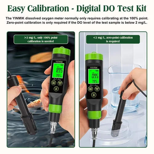 Miniatura 5 de Medidor de oxígeno disuelto inteligente Medidor de DO portátil para estanque, kit de prueba de oxígeno disuelto acuapónico YINMIK Aquapónico