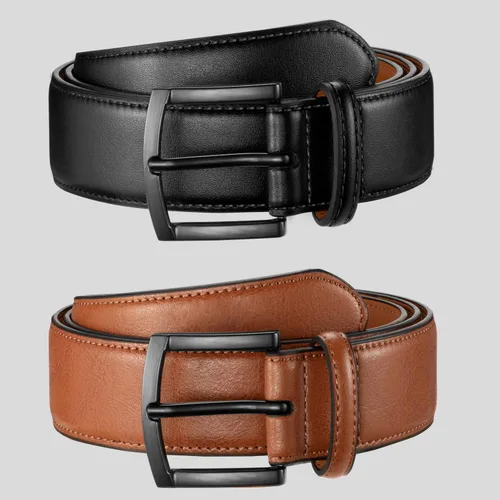 Miniatura 7 de Zitahli Cinturón para hombre, paquete de 2 unidades, diseño de cinturón de cuero para trabajo, negocios y pantalones de golf casuales, accesorios