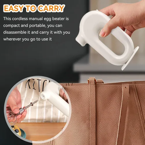 Miniatura 5 de Batidora de mano inalámbrica, batidor de huevos de mano, eléctrico de mano de 4 velocidades, mini batidora de mano ajustable, mezclador eléctrico