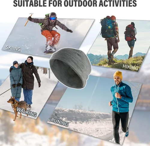 Miniatura 5 de Merino Protect 100% Merino Wool Beanie for Men Women Winter Warm Double-Layered Cuffed Hats Knit Soft Cap Skiing Skating