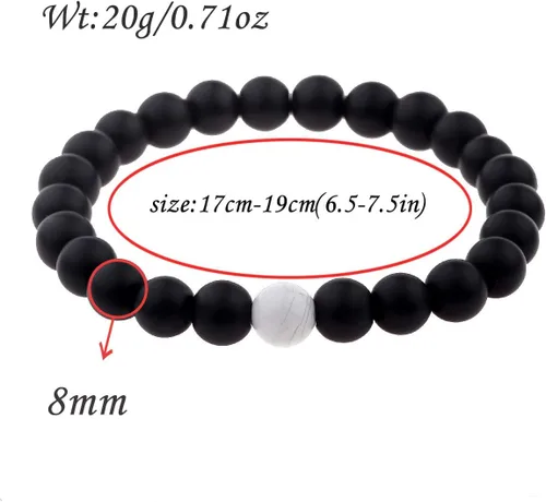 Miniatura 5 de CNLQ - Pulseras de larga distancia para parejas, regalo a juego, ágata mate de 0.315 in, cuentas de piedra (rojo elástico)