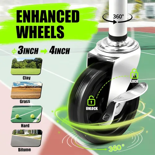 Miniatura 3 de Angooni Professional Tennis Cart with Silent PU Wheels - 2 Capacity Choices (150/240 Balls) - Sturdy, Lightweight & Portable Storage for Practice