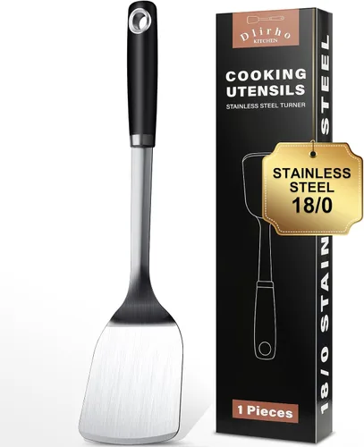Miniatura 9 de Juego de espátulas de acero inoxidable, 1 espátula de metal resistente, utensilios de cocina de alta resistencia al calor, utensilios de cocina