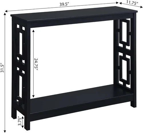 Miniatura 3 de Convenience Concepts Town - Mesa consola cuadrada con estante, color negro