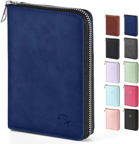 Miniatura 21 de Forvencer Funda para pasaporte con cierre de cremallera seguro, cartera de pasaporte premium para viajes, bonita funda de tarjeta de bloqueo RFID