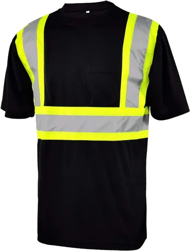 L&M playera de alta visibilidad clase 3 reflectante de seguridad, color negro, manga corta/larga, alta visibilidad 39 55