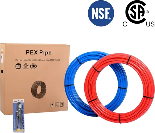 Miniatura 2 de EFIELD 2 rollos x 100 pies (200 pies) de 3/4 de pulgada de tubería Pex-b, 30 accesorios de latón prensado de púas de 3/4 pulgadas, 100 anillos