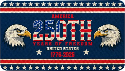 250th Anniversary Door Mat, 4th July Patriotic Doormats Independence Day Porch Decor Non-Slip Doormats for House Office Inside Entrance Outside