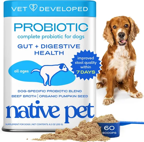 Native Pet Probióticos para perros – Probióticos en polvo para perros para la salud digestiva, apoyo intestinal y refuerzo inmunológico – Polvo