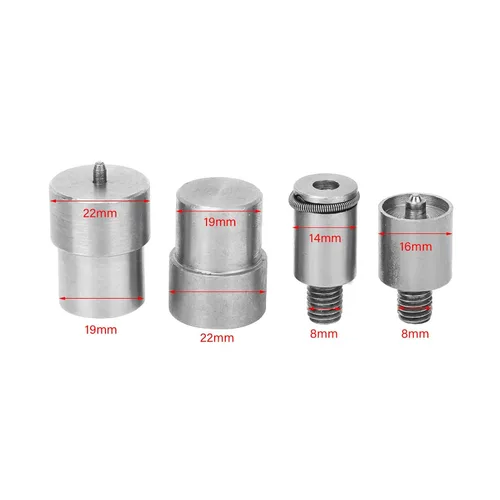 4 piezas de botón a presión Die Snap On Tool Wrap Button Kit de botón de acero inoxidable plateado Die Hand Snap Pressing Machine Kits de reemplazo