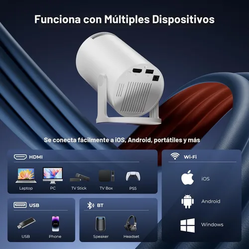 Miniatura 8 de [Aplicaciones integradas] ClokoWe Mini proyector con WiFi y Bluetooth, proyector portátil inteligente de 1080P actualizado 2026 con rotación