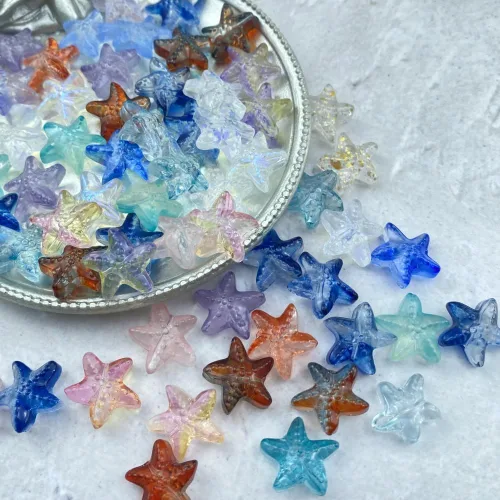 Miniatura 3 de 60 cuentas de cristal de estrella de mar para hacer joyas, cuentas espaciadoras de vidrio de estrella de mar para aretes, pulseras, collares