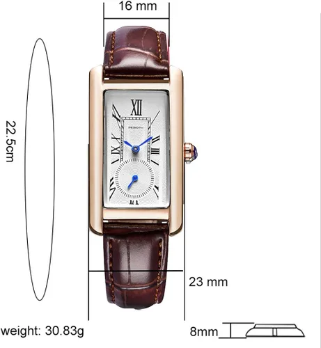 Miniatura 4 de carlien Reloj de cuarzo para mujer elegante reloj de vestir rectangular con correa de cuero y corona de zafiro