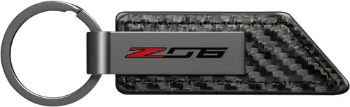iPick Image Para Chevrolet Corvette C7 Z06 Textura de fibra de carbono PU Llavero de cuero, con licencia oficial Negro Bar