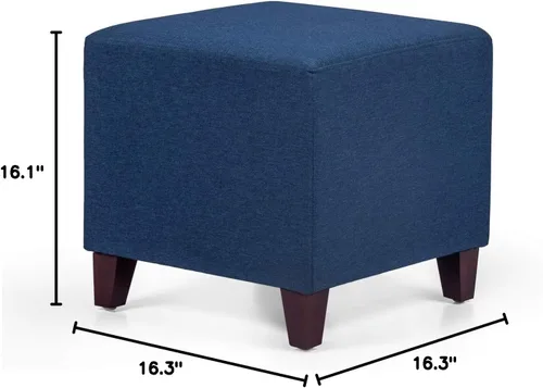 Miniatura 8 de Adeco Simple British Style Cube Reposapiés otomano banco reposapiés, 16x16x16, azul