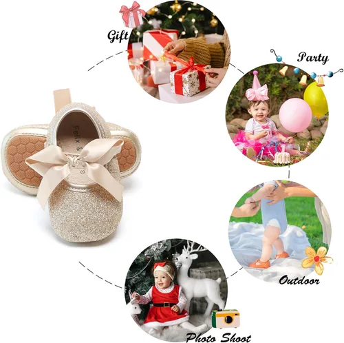 Miniatura 82 de Felix & Flora Zapatos de bebé de suela suave - Zapatos de bebé para caminar, mocasines, suela de goma, zapatos de cuna