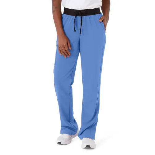 Miniatura 87 de ave. Varick - Pantalón médico de tiro medio para mujer, pierna recta, seis bolsillos, color azul caribeño, talla S