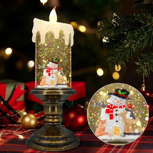Miniatura 3 de AOMIL Velas de Navidad sin llama, velas parpadeantes sin llama con temporizador, velas LED que funcionan con pilas, luz de vela de globo de nieve