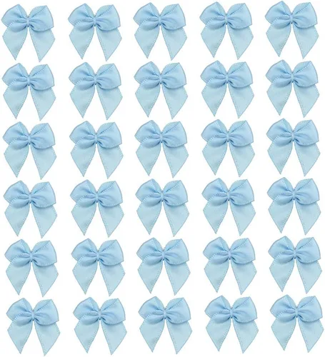Miniatura 8 de 7Rainbows, 50 lazos de mini cinta de satén negro con flores y apliques para manualidades DIY, para costura, álbumes de recortes, boda y regalo