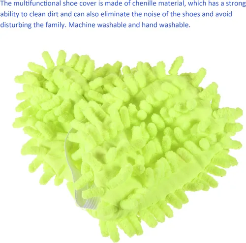 Miniatura 4 de M METERXITY 2 pares de fundas lavables de limpieza para zapatos, polvo de limpieza de suelos, pantuflas de microfibra de chenilla, para mopa de Verde