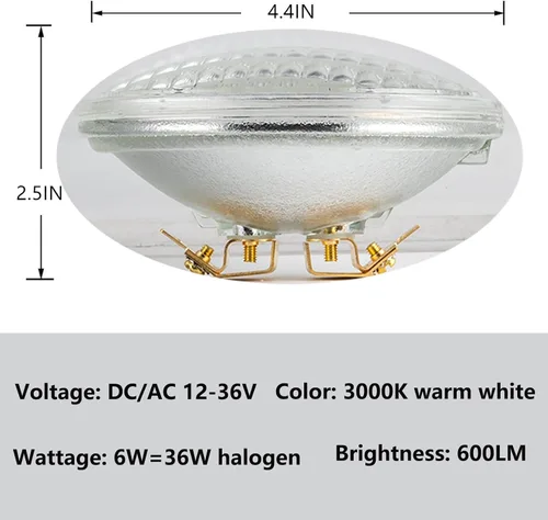 Miniatura 2 de SHUWDKAR PAR36 Bombilla LED de paisaje de 6 W, 12 V-36 V CC/CA, 3000 K, blanco cálido, 600 lm (equivalente a halógeno de 36 W), lámpara de 6W 3000K