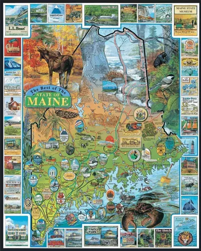 White Mountain Rompecabezas de 1000 piezas con mapas estatales, piezas grandes, regalo para adultos y familia, 24 x 30 pulgadas, Best Of Maine