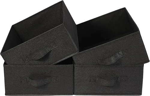 Miniatura 9 de JAKAGO Juego de 4 cestas de almacenamiento de tela rectangulares con asa, organizador plegable de armario para ropa, toallas, ropa de cama, libros