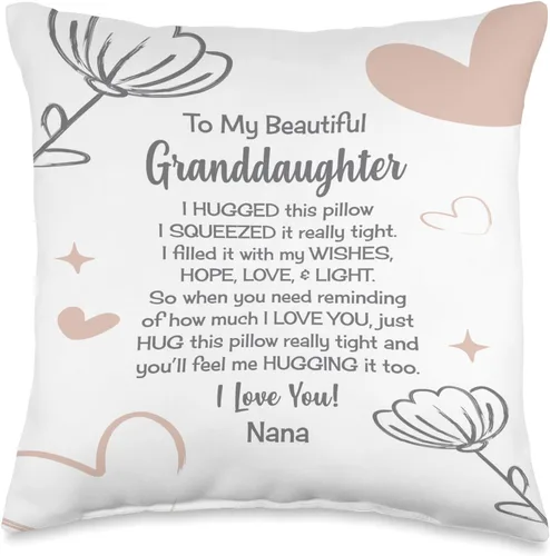 Miniatura 5 de granddaughter pillow from Nana, pink, grey, best Regalos para nieta de Nana, rosa, gris, mejor, abrazos, almohada de amor, 18 x 18 pulgadas