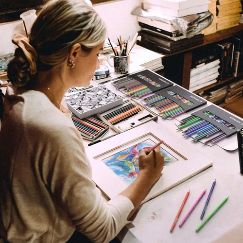 Miniatura 7 de ARTEZA Lápices de colores para adultos, 72 lápices de colores, lápices de dibujo triangulares para artistas, suministros de arte para ilustrar