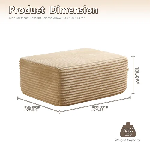 Miniatura 2 de HOOOWOOO Sofá seccional en forma de nube para sala de estar, sofá seccional modular sin necesidad de montaje, otomano de corduroy mullido a juego
