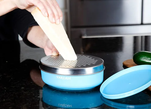 Miniatura 9 de YAKCAM Trituradora de queso Rallador de queso con recipiente Rallador de queso vegetal Tazón de cítricos Zester, curso y cuchillas finas