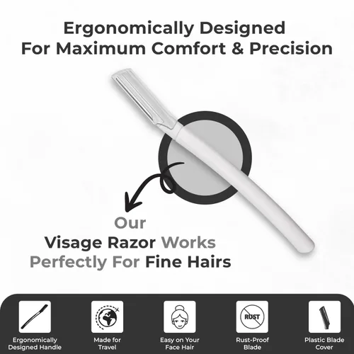 Miniatura 3 de Visage - Maquinillas de afeitar faciales de precisión, herramienta de dermaplaning de retoque, maquinilla de afeitar de cejas, eliminación de pelos