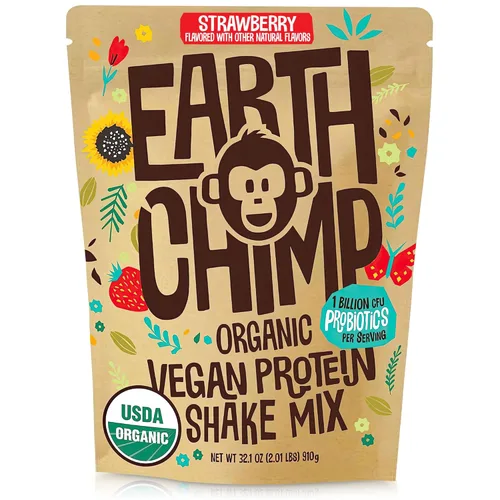 Miniatura 18 de EarthChimp Proteína vegana orgánica en polvo, con probióticos, sin OMG, sin lácteos, sin suero de leche, proteína en polvo a base de plantas