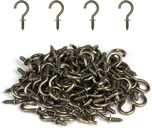Miniatura 10 de RELBRO Ganchos de tornillo pequeños de 1/2 pulgada, mini ganchos de metal de rosca, negro, 100 piezas