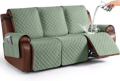 Miniatura 28 de KinCam Funda impermeable para sofá biplaza reclinable, fundas antideslizantes para sofá reclinable de 2 asientos, funda de sofá reclinable
