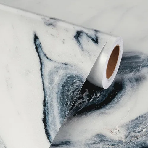 Miniatura 8 de Livelynine Papel Tapiz Azul y Blanco Impermeable de Mármol Papel de Contacto para Encimeras Azul Marino Blanco Vinilo Adhesivo para Encimeras